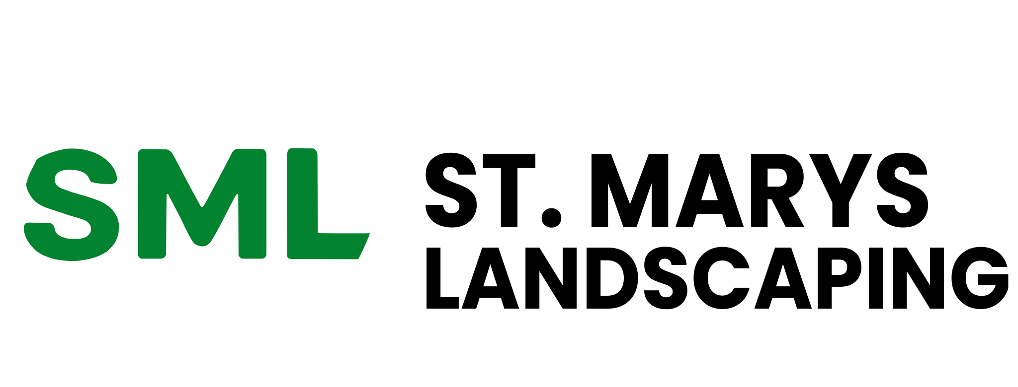 St. Marys Landscaping white logo with black text