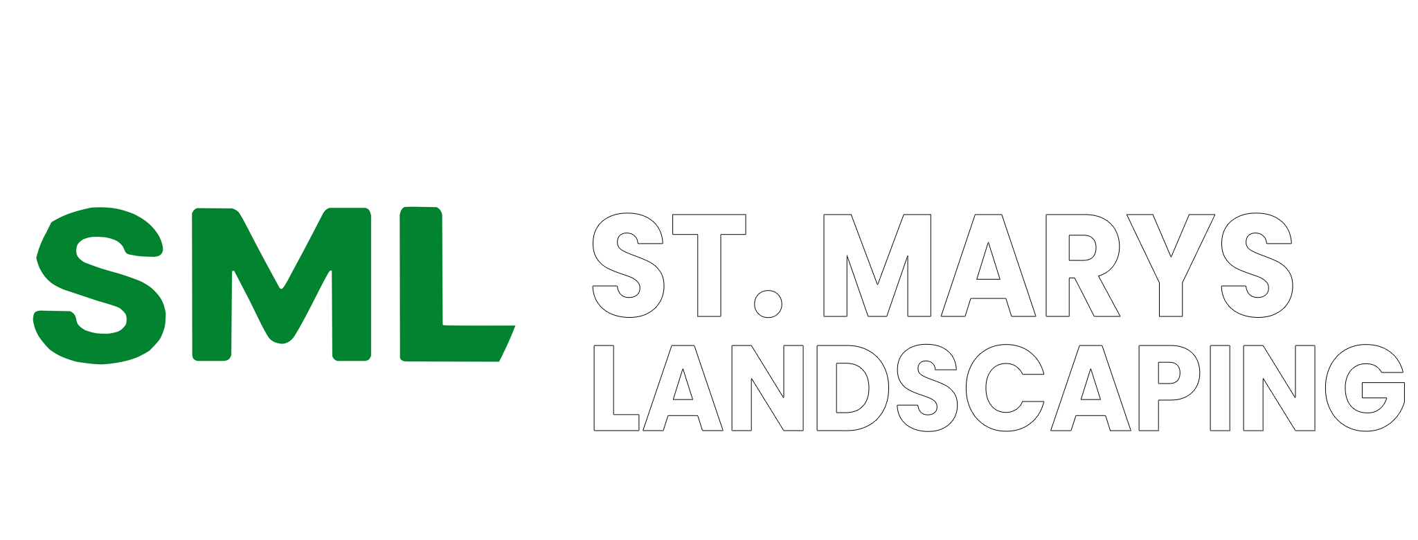 St. Marys Landscaping white logo with white text